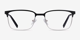 Manchester Black Silver Métal Montures de lunettes de vue d'EyeBuyDirect, Vue de Face