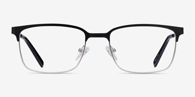 Manchester Black Silver MétalMontures de lunettes de vue d'EyeBuyDirect, Vue de Face