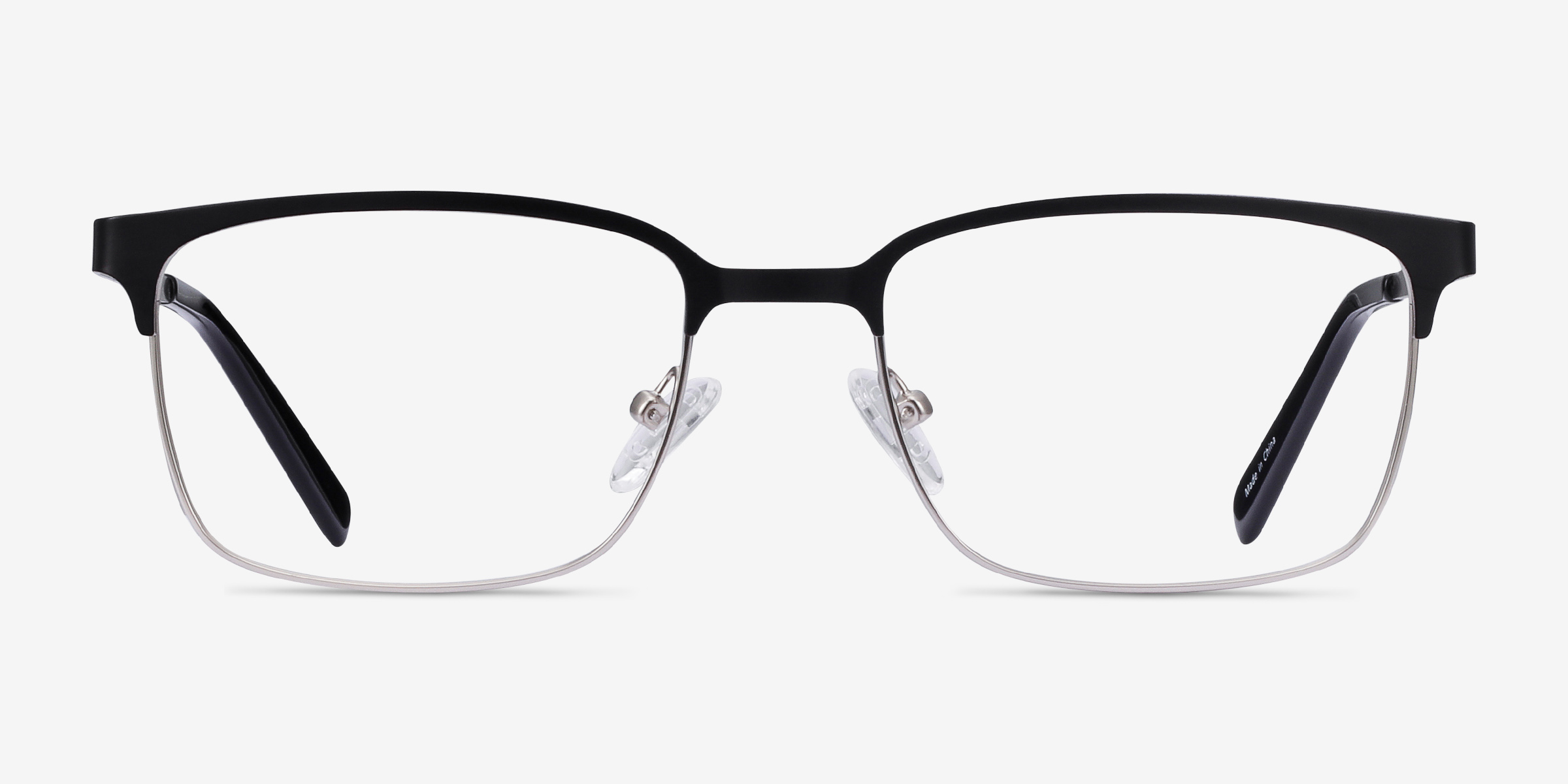 Manchester Rectangle Black Silver Full Rim Eyeglasses | Eyebuydirect