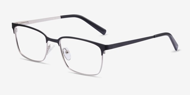 Manchester Black Silver MétalMontures de lunettes de vue d'EyeBuyDirect, Vue d'Angle