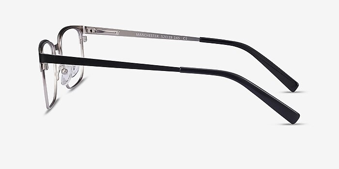 Manchester Black Silver Metal Eyeglass Frames from EyeBuyDirect