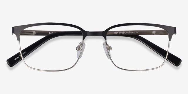 Manchester Black Silver MétalMontures de lunettes de vue d'EyeBuyDirect, Vue Rapprochée