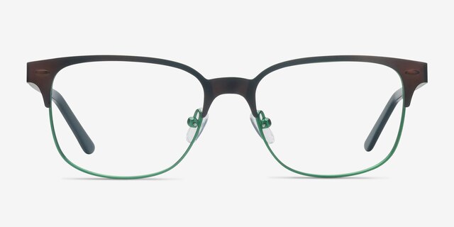 Baker Street Brown Green MétalMontures de lunettes de vue d'EyeBuyDirect, Vue de Face