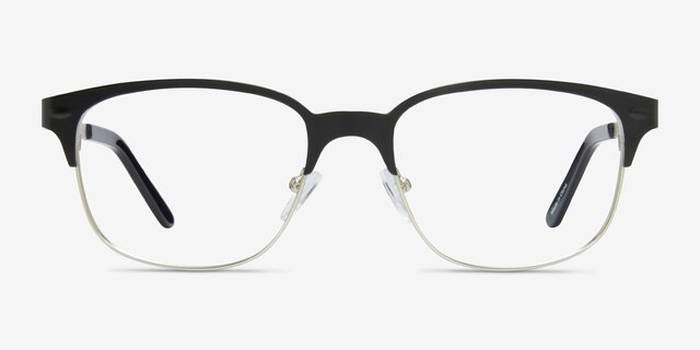Baker Street Black Silver MetalEyeglass Frames from EyeBuyDirect, Front View