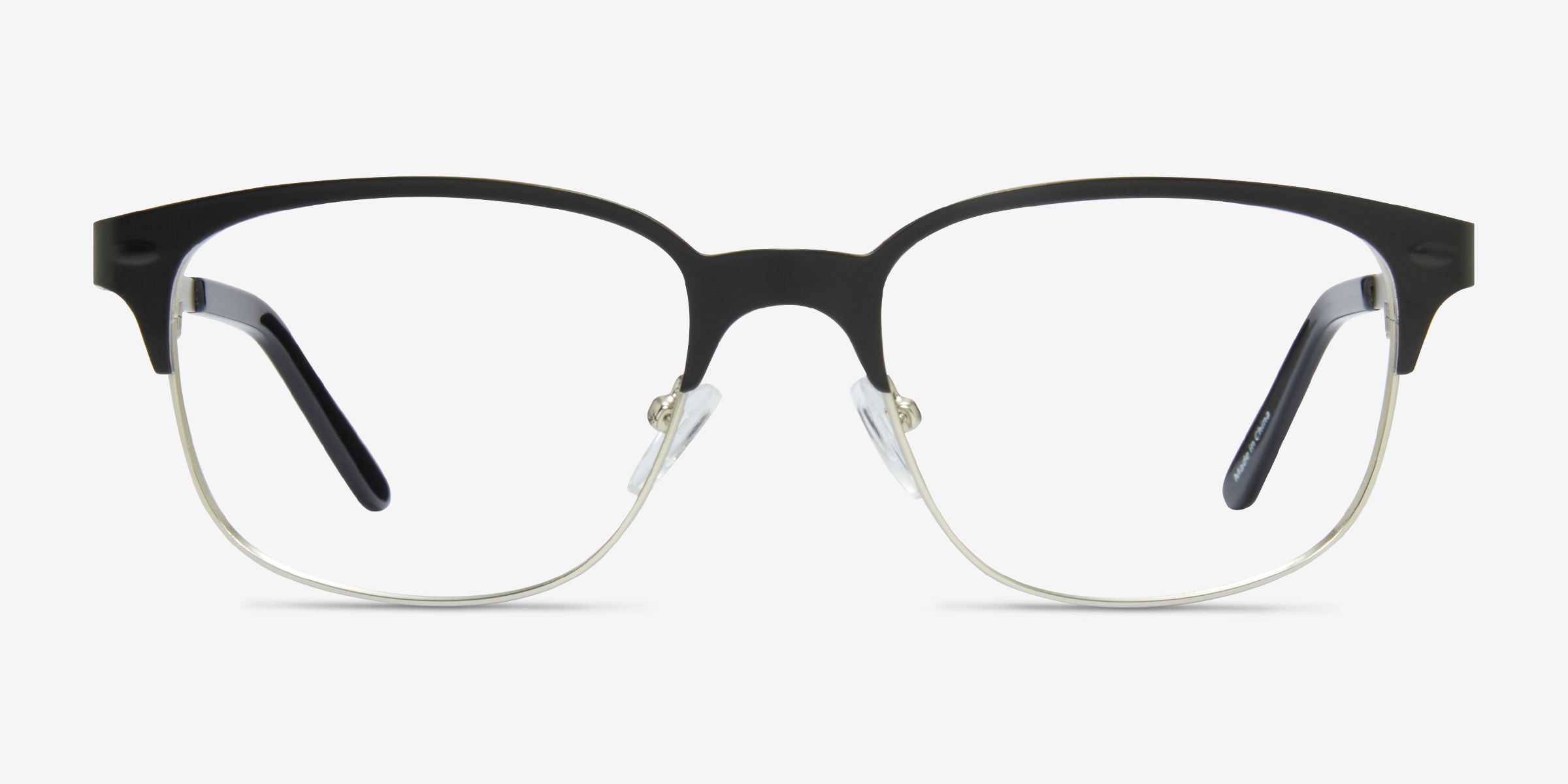 Baker Street Square Black Silver Full Rim Eyeglasses | Eyebuydirect