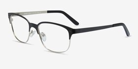 Baker Street Black Silver Métal Montures de lunettes de vue d'EyeBuyDirect, Vue d'Angle