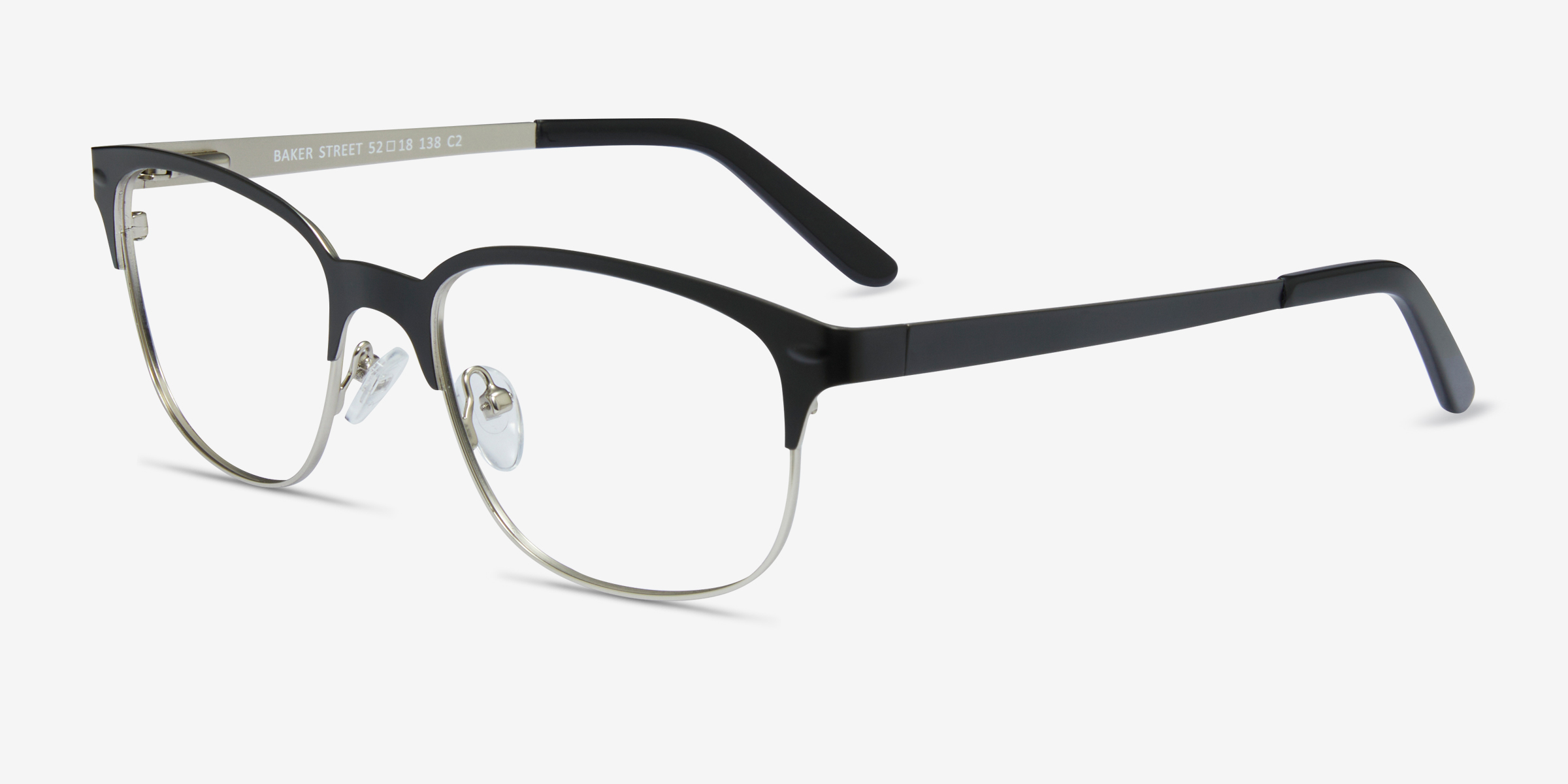 Baker Street Square Black Silver Full Rim Eyeglasses Eyebuydirect Canada 