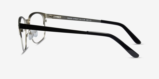 Baker Street Black Silver MetalEyeglass Frames from EyeBuyDirect, Side View