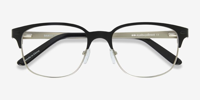 Baker Street Black Silver MetalEyeglass Frames from EyeBuyDirect, Closed View