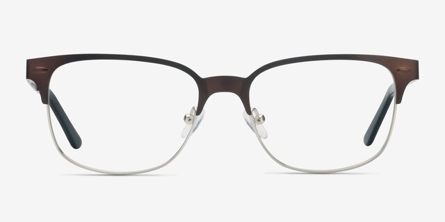 Baker Street Brown Silver MétalMontures de lunettes de vue d'EyeBuyDirect, Vue de Face