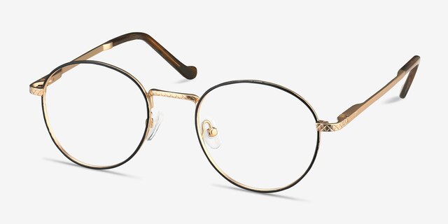 Mingus Black Golden MétalMontures de lunettes de vue d'EyeBuyDirect, Vue d'Angle