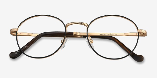 Mingus Black Golden MétalMontures de lunettes de vue d'EyeBuyDirect, Vue Rapprochée