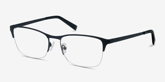 Time Navy MetalEyeglass Frames from EyeBuyDirect, Angle View