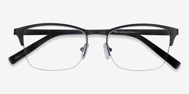 Time Black MetalEyeglass Frames from EyeBuyDirect, Closed View
