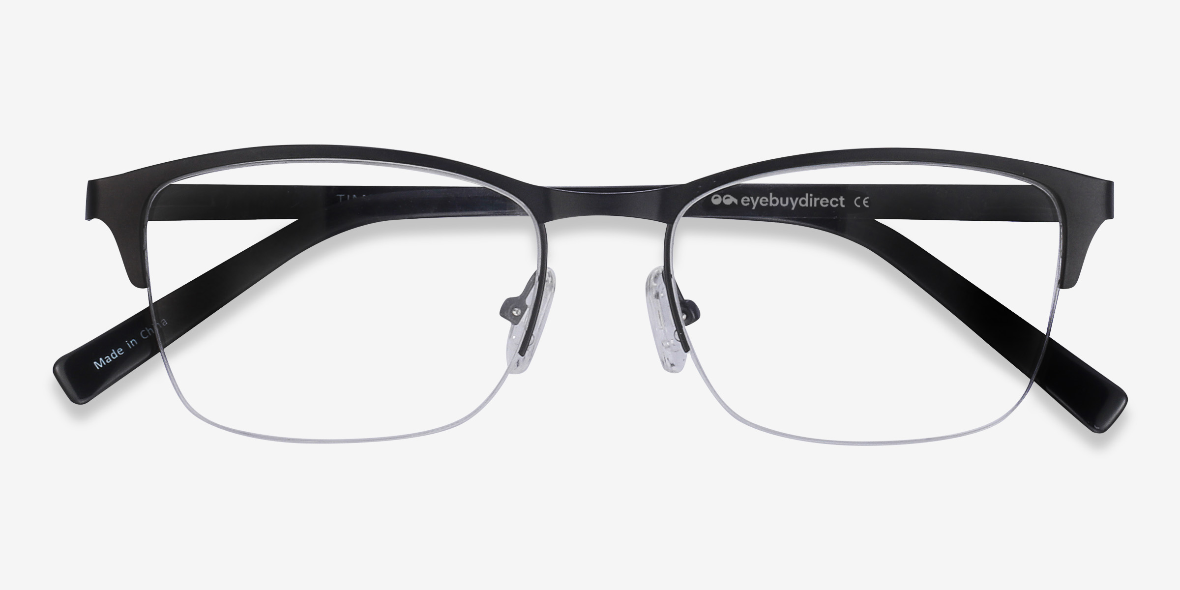 Time Rectangle Black Semi Rimless Eyeglasses | Eyebuydirect