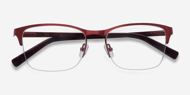 Time Red MetalEyeglass Frames from EyeBuyDirect, Closed View