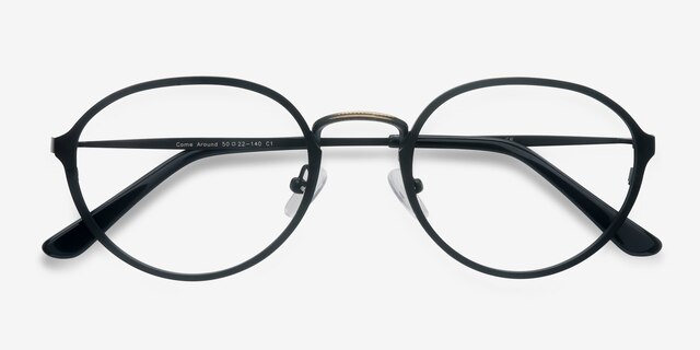 Come Around Black MetalEyeglass Frames from EyeBuyDirect, Closed View