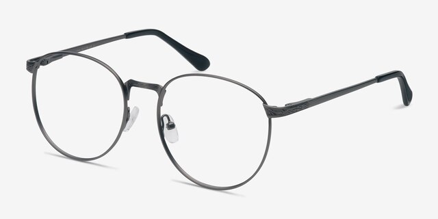 Lotus Gunmetal MetalEyeglass Frames from EyeBuyDirect, Angle View