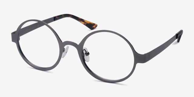 Afternoon Gunmetal MetalEyeglass Frames from EyeBuyDirect, Angle View