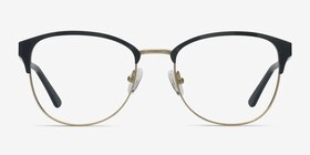 The Moon Black Golden Métal Montures de lunettes de vue d'EyeBuyDirect, Vue de Face