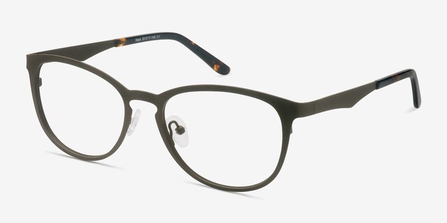 Neta Matte Brown MetalEyeglass Frames from EyeBuyDirect, Angle View