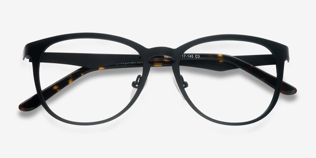 Neta Matte Black MetalEyeglass Frames from EyeBuyDirect, Closed View