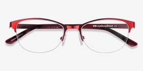 Melody  Red  Métal Montures de lunettes de vue d'EyeBuyDirect, Vue Rapprochée