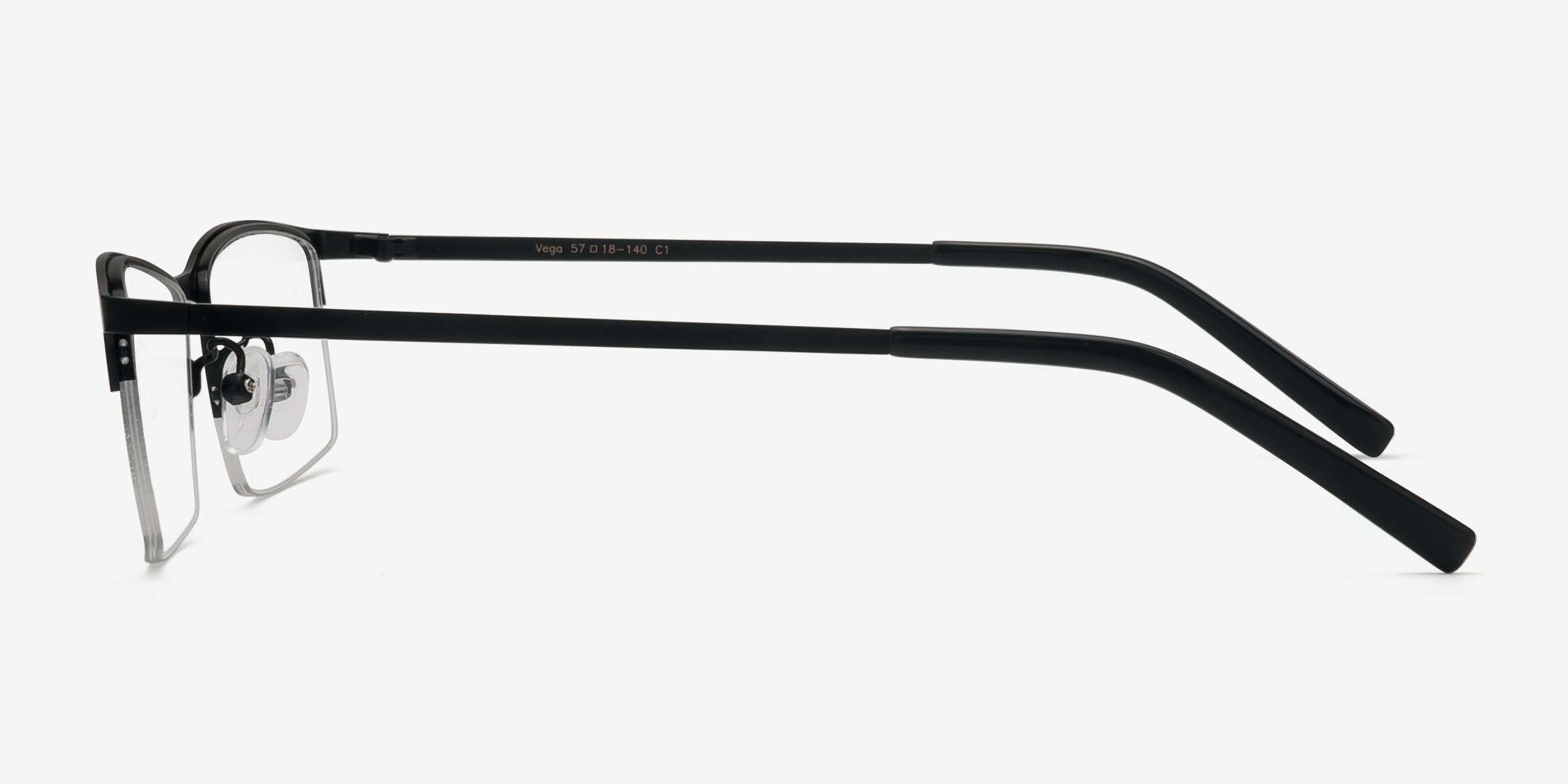 Vega Rectangle Black Semi Rimless Eyeglasses | Eyebuydirect