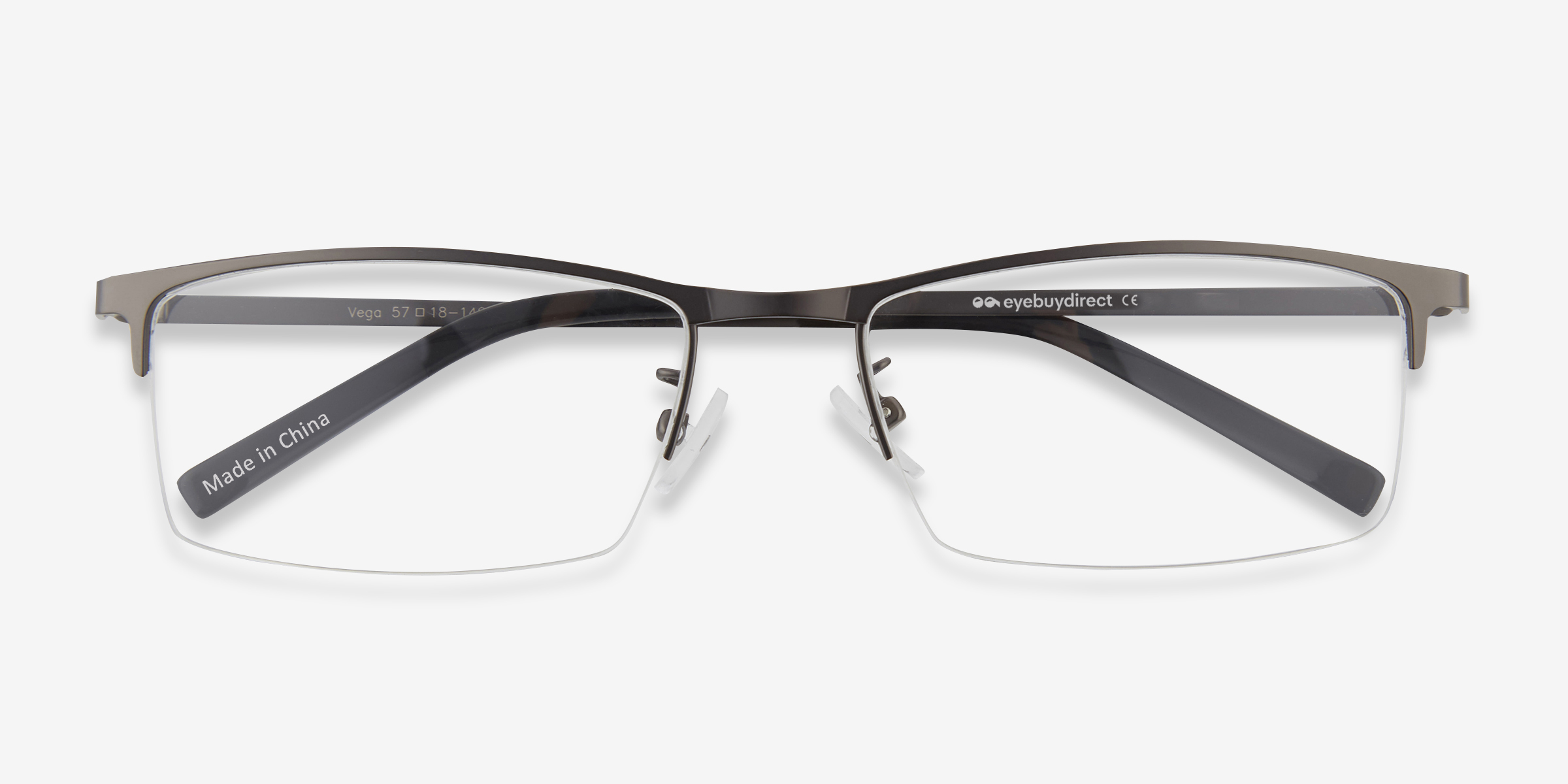 Vega Rectangle Gunmetal Semi Rimless Eyeglasses Eyebuydirect 