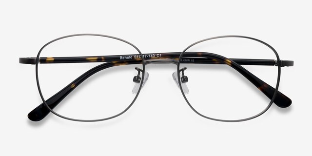 Behold Gunmetal MetalEyeglass Frames from EyeBuyDirect, Closed View