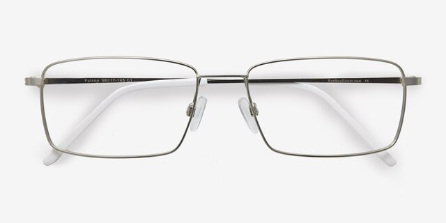 Falcon Argenté MétalMontures de lunettes de vue d'EyeBuyDirect, Vue Rapprochée