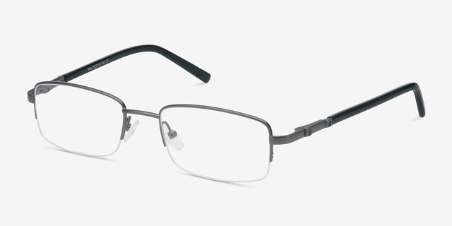 Hiro Gunmetal MétalMontures de lunettes de vue d'EyeBuyDirect, Vue d'Angle