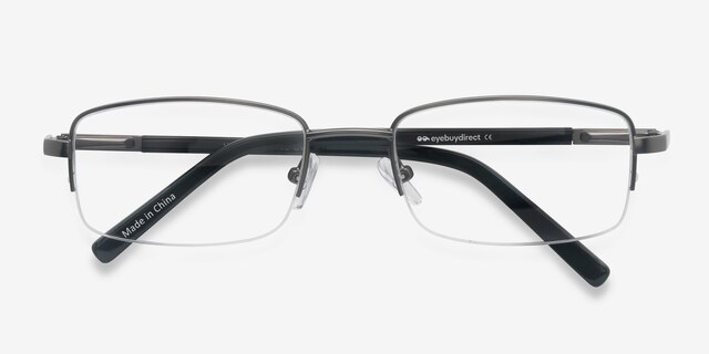 Hiro Gunmetal MétalMontures de lunettes de vue d'EyeBuyDirect, Vue Rapprochée