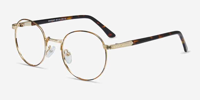 Basquiat Golden & Tortoise MetalEyeglass Frames from EyeBuyDirect, Angle View