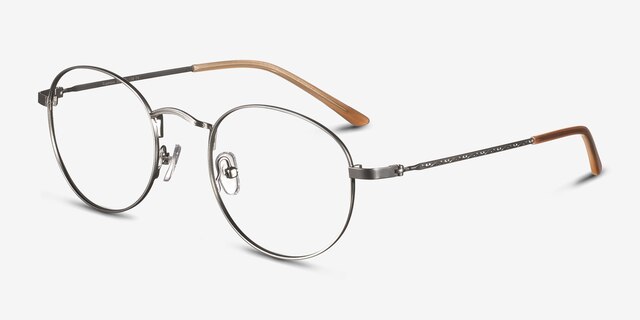 Cupertino Silver MetalEyeglass Frames from EyeBuyDirect, Angle View