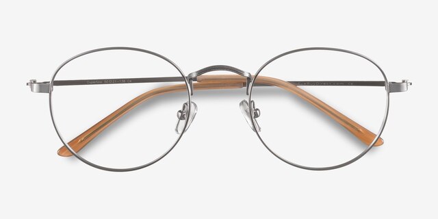 Cupertino Silver MetalEyeglass Frames from EyeBuyDirect, Closed View