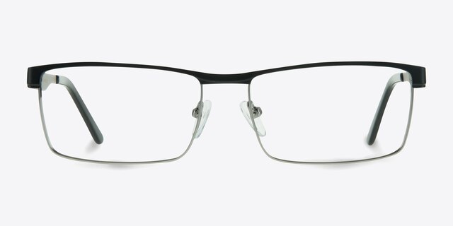 Houdini Black MetalEyeglass Frames from EyeBuyDirect, Front View