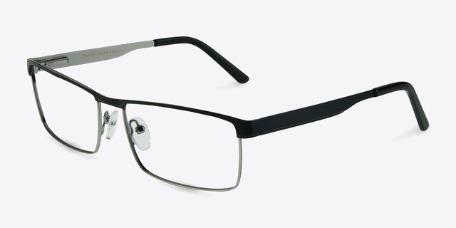 Houdini Black MetalEyeglass Frames from EyeBuyDirect, Angle View