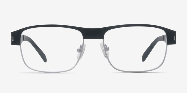 Wallace Matte Black MetalEyeglass Frames from EyeBuyDirect, Front View