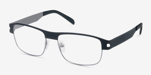 Wallace Matte Black MetalEyeglass Frames from EyeBuyDirect, Angle View