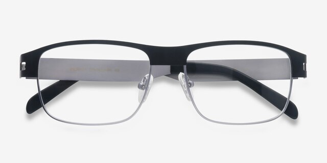 Wallace Matte Black MetalEyeglass Frames from EyeBuyDirect, Closed View