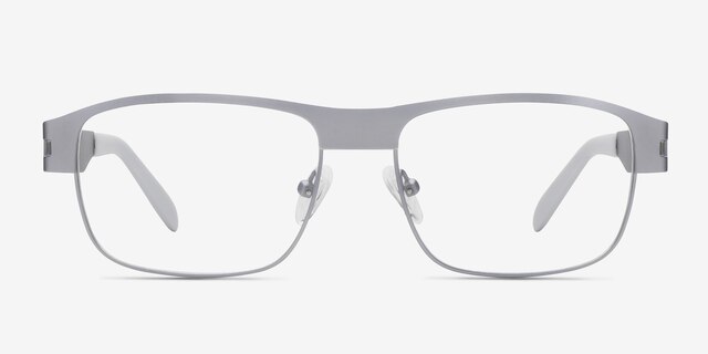 Wallace Matte Gray MetalEyeglass Frames from EyeBuyDirect, Front View