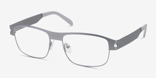 Wallace Matte Gray MetalEyeglass Frames from EyeBuyDirect, Angle View