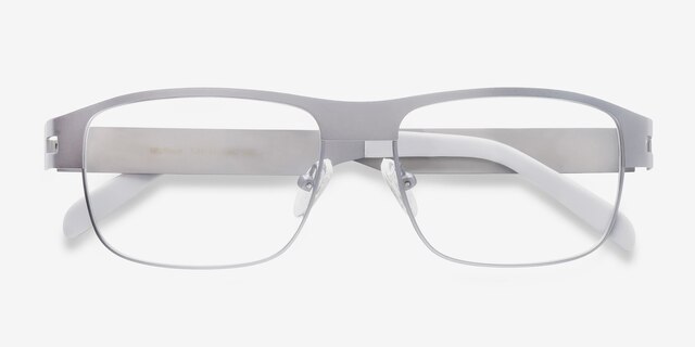 Wallace Matte Gray MetalEyeglass Frames from EyeBuyDirect, Closed View