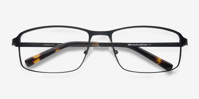 Capacious Noir MétalMontures de lunettes de vue d'EyeBuyDirect, Vue Rapprochée