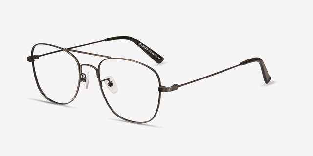 Courser Gunmetal MétalMontures de lunettes de vue d'EyeBuyDirect, Vue d'Angle