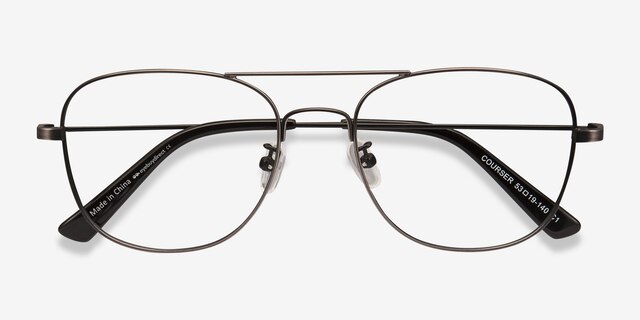 Courser Gunmetal MétalMontures de lunettes de vue d'EyeBuyDirect, Vue Rapprochée
