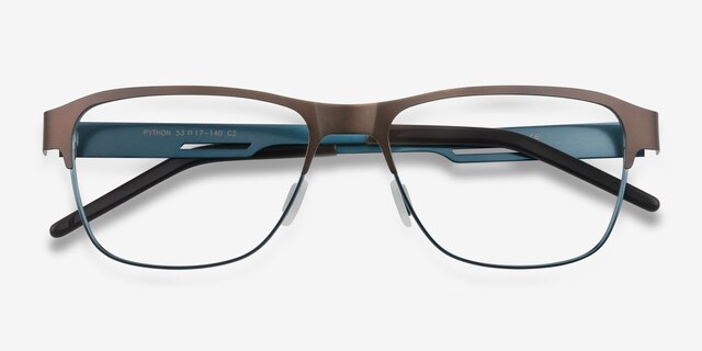 Python Matte Brown MetalEyeglass Frames from EyeBuyDirect, Closed View