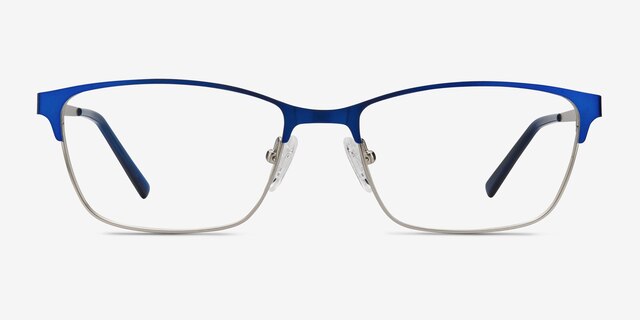 Cascade Bleu MétalMontures de lunettes de vue d'EyeBuyDirect, Vue de Face
