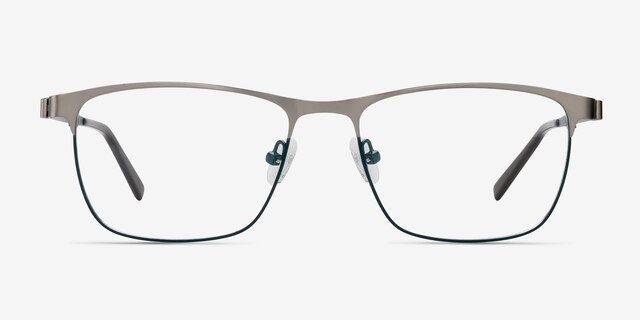 Pinion Gunmetal MetalEyeglass Frames from EyeBuyDirect, Front View